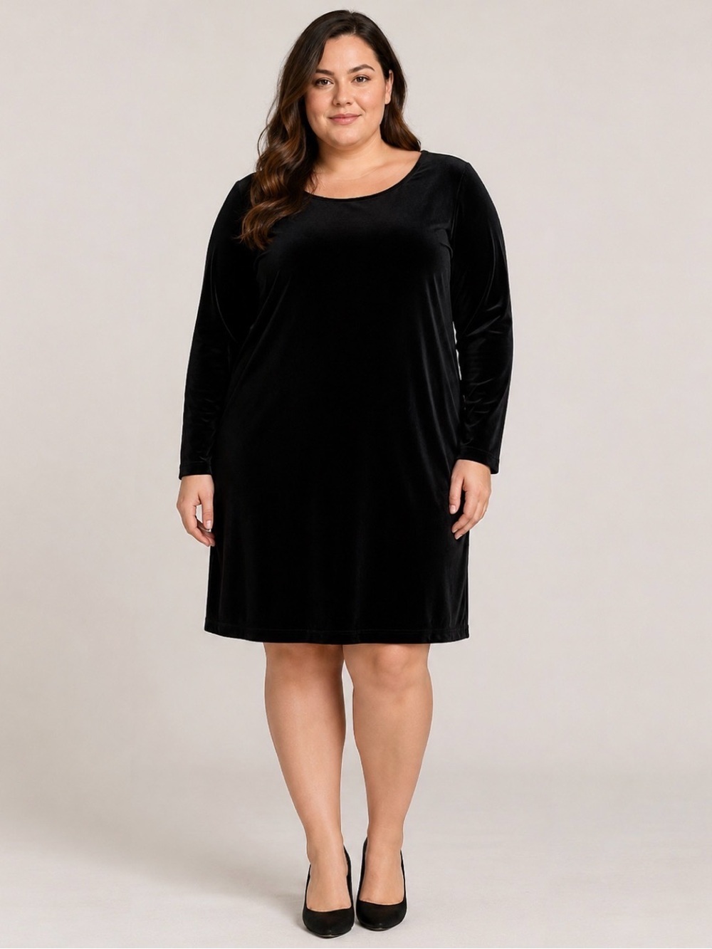 Susan Graver Style Elegant Black Velour Dress Women’s Size 2XL Whimsygoth *READ